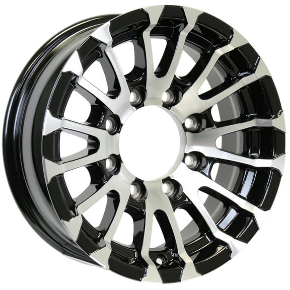 eCustomrim Aluminum Trailer Wheel 16X6 16" 8 Lug 6.5 Center Avalanche Machined Black Rim