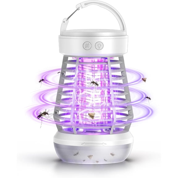 Upgraded Fly Traps,3 in 1 Bug Zapper Outdoor & Indoor, Electric Mosquito Killer Lamp with 2000V Grid & On/Off Switch, Mosquito Traps for Kitchen, Patio, Backyard, and More (White)