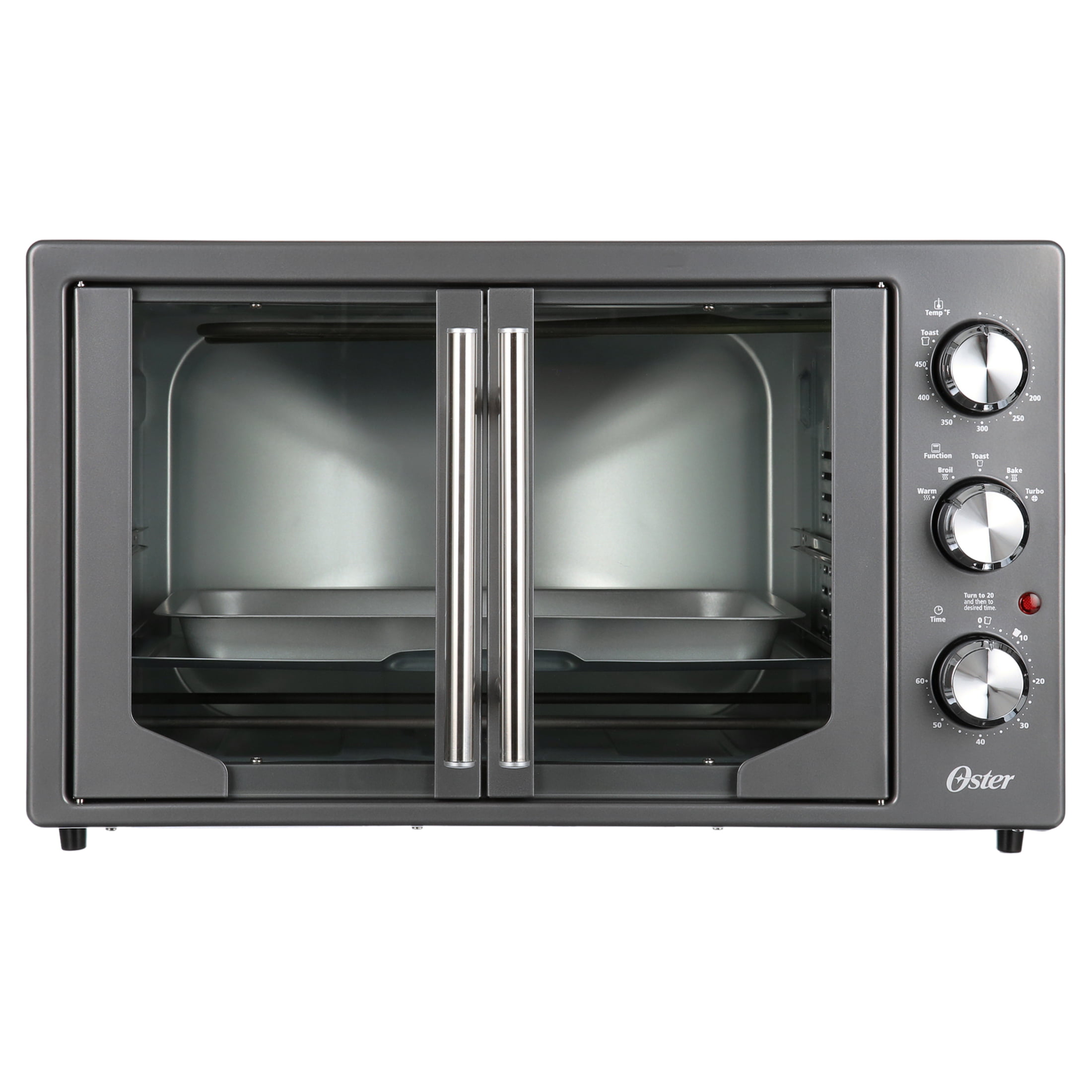 Oster Convection Oven, 8-in-1 Countertop Toaster Oven, XL Fits 2 16  Pizzas, Stainless Steel French Door