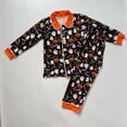 thumbnail image 1 of Conjunto de pijama de Halloween para niños y niñas, tela de seda de leche, calabaza amarilla + pantalones de manga larga con diseño de Castillo, conjuntos de pijama para 2 hermanos, 1 of 4