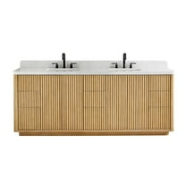 Altair-14 84" Double Bathroom Vanity in Washed Light Brown with Grain White