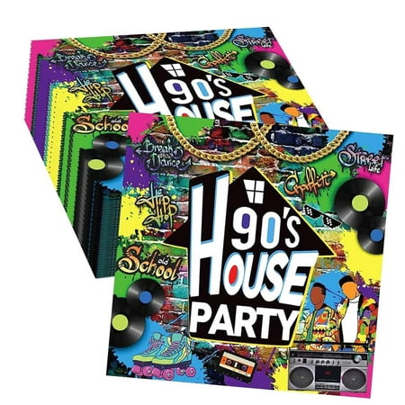 Bestwell 80 Pieces 90's House Party Paper Napkins Hip Hop Vintage Graffiti Napkins Return to The 90s Theme Party Decorations for Table Settings