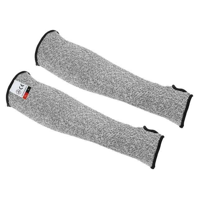 Unique Bargains 16' Level 5 Protection Cut Resistant Arm Sleeves Guard with Thumb Hole, Grey 1 Pair