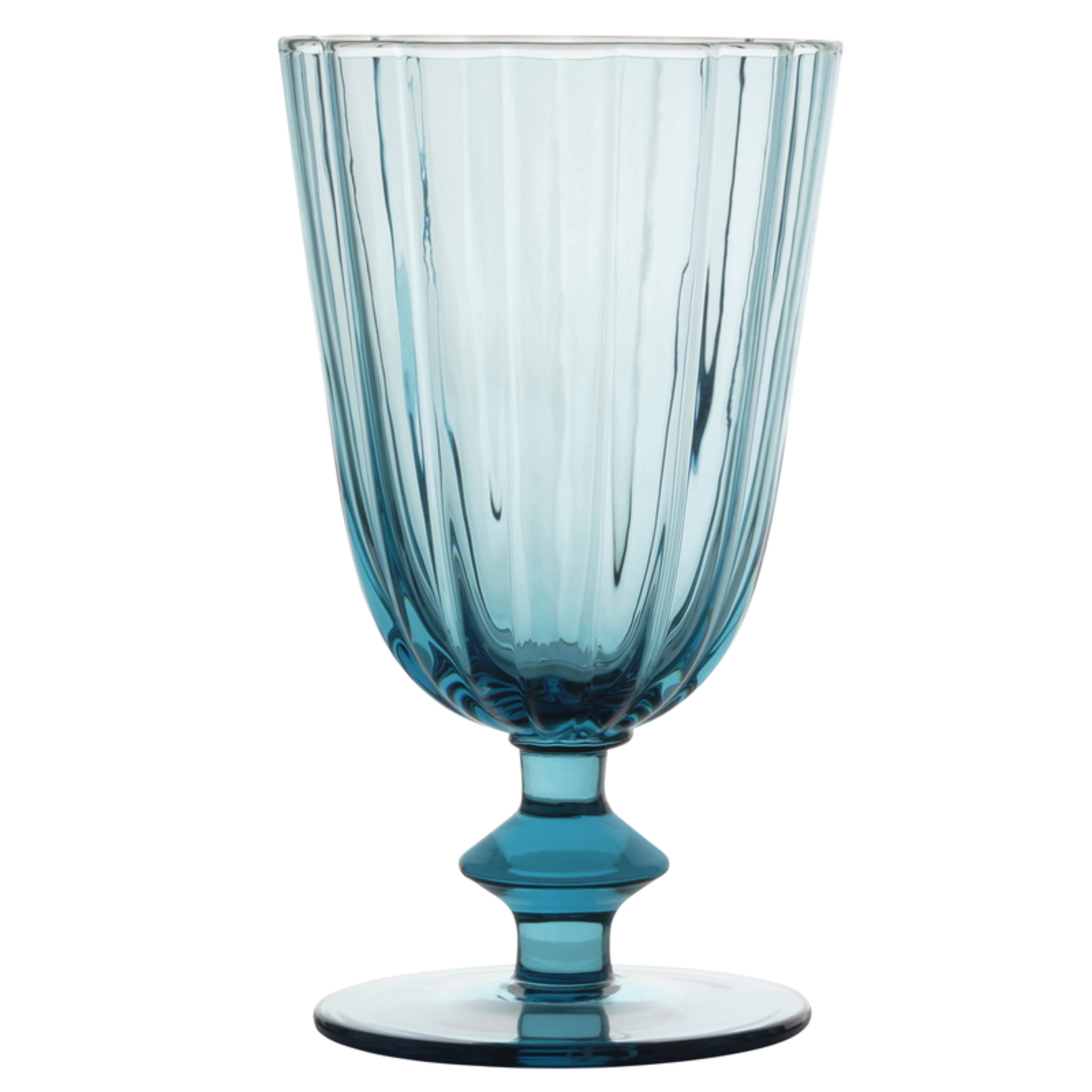 Beautiful Scallop Glass Goblets Set of 4 Cornflower Blue by Drew Barrymore