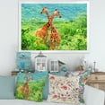 thumbnail image 3 of Designart 'Two Giraffes Fighting In Lush Green Wild' Farmhouse Framed Art Print, 3 of 4