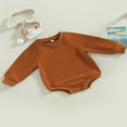 thumbnail image 3 of JUNWELL Infant Girls Boys Romper Sweatshirts Solid Color Long Sleeve Crew Neck Jumpsuits Autumn Winter Baby Bodysuits, 3 of 9