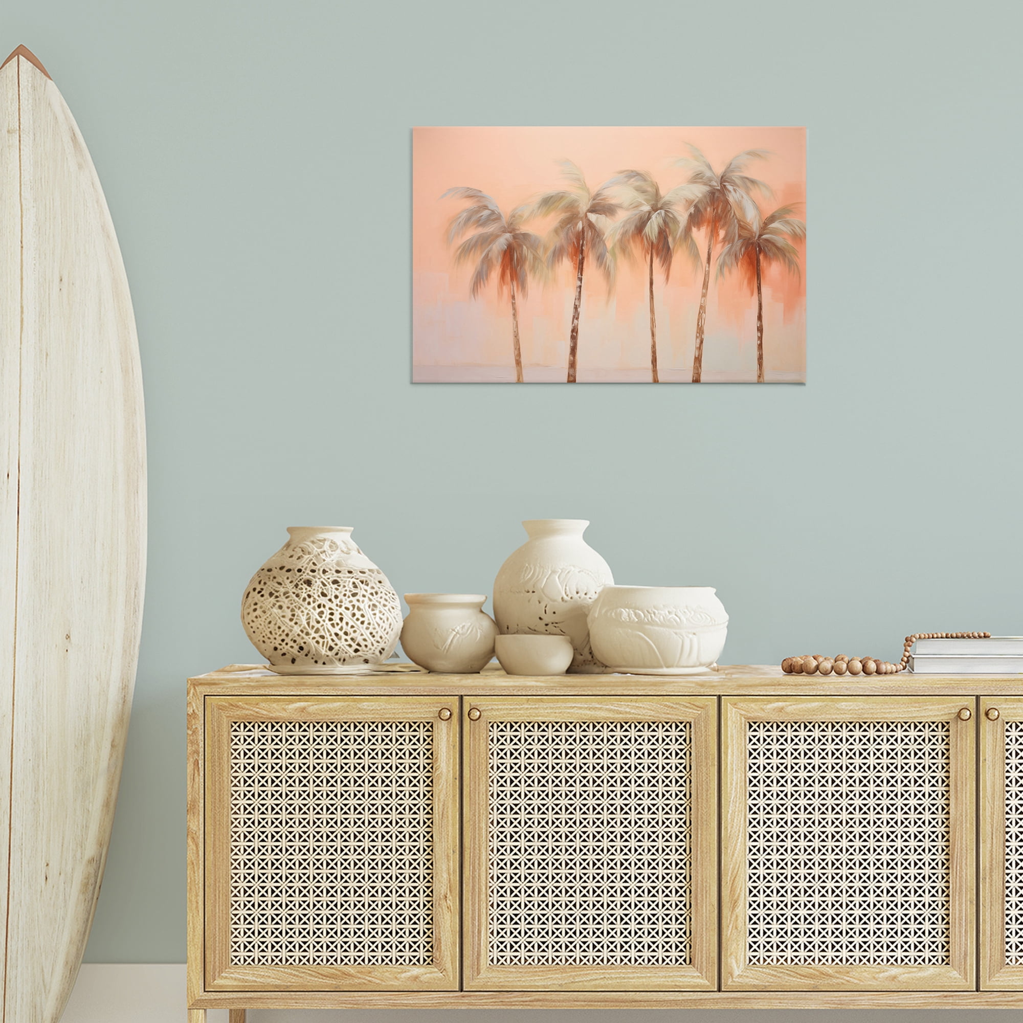 Stupell Industries Soft Palm Tree Lineup Plants & Flowers Painting Wrapped Canvas Art Print Wall Art, 30 x 20