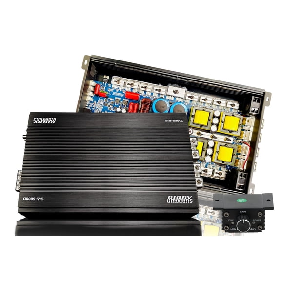 Sundown Audio SIA-5000D V2 Mono Full Range Car Amplifier 5000 Watt RMS Smart Bridge Class D with Remote Control Black