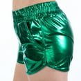thumbnail image 6 of UJNDER Women's Metallic Shiny Shorts Yoga Pants Sparkly Hot Drawstring Elastic Waist Rave Dance Green S, 6 of 6