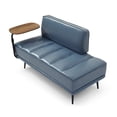 thumbnail image 6 of GZXS Modern Upholstered Bench with 360-Degree Swivel Tray, 55" Channel Tufted PU Leather Bench with Backrest & Metal Legs for Living Room,Entryway,Foyer (Gray), 6 of 7