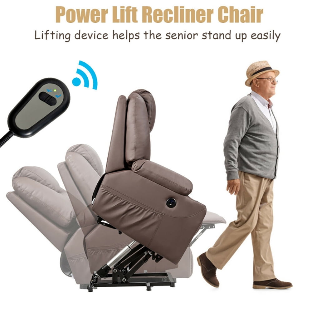 Finihen Massage Recliner Sofa, Electric Recliner Chair, Electric Power Lift Leather Massage Sofa, for Living Room, Bedroom, Brown Finihen Massage Recliner Sofa, Electric Recliner Chair, Electric Power Lift Leather Massage Sofa, for Living Room, Bedroom, Brown