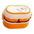 thumbnail image 2 of Lonchera Bento portátil de 2 niveles y 3 compartimentos, de gran capacidad, apta para microondas, color naranja, 2 of 12