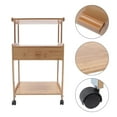 thumbnail image 6 of 3-Layer Printer Cart Bedside Cabinet Bedroom Drawer Plant Pot Rack with Wheels Bamboo Night Stand, 6 of 12