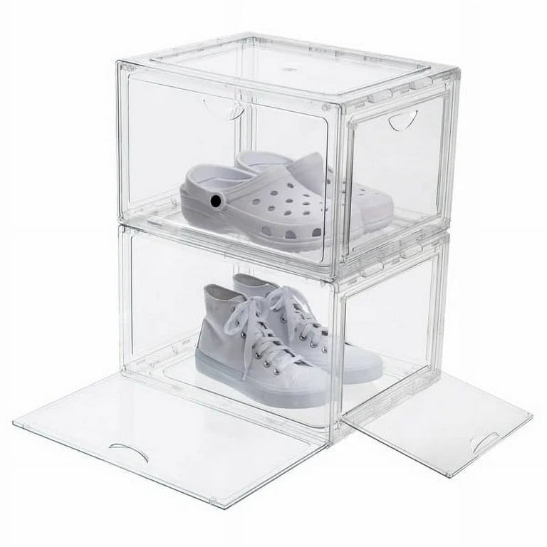 Walmart Stackable Shoe Box Organizer 4 Pack - Plastic Holder