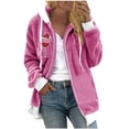 thumbnail image 2 of Womens Winter Fuzzy Fleece Jackets Warm Long Sleeve,Women Plush Zip Up Coat Trendy Wine Glass Print Hooded Casual Outcoat, 2 of 4