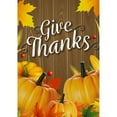 thumbnail image 2 of America Forever Give Thanks House Flag, 28 x 40 inch Double Sided, Rustic Wood Grain Banner, Fall Pumpkin Decoration, Autumn Seasonal Outdoor Decor, Thanksgiving Yard Flag, 2 of 5