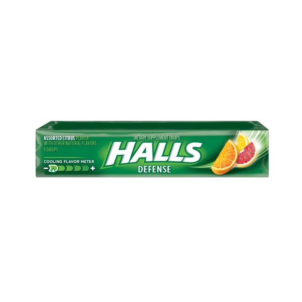 Halls Defense Cough Drops, Assorted Citrus, 9 Ct