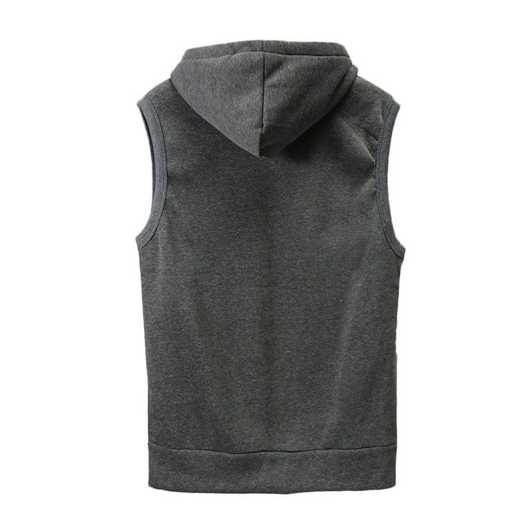 WREESH Men's Winter Sleeveless Hooded Sweatshirt Vest with