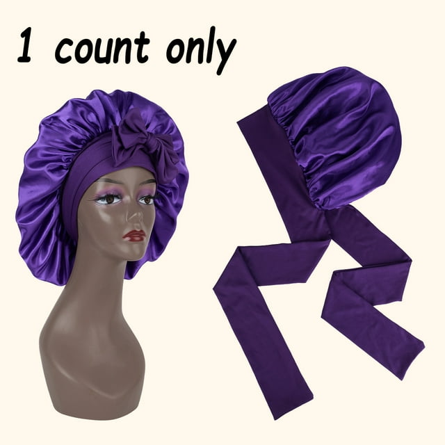 Bonnet de Douche Respirant pour Dormir Sangle Réglable Protecteur de Cheveux Naturel & Perruques Bonnet de Bain de Nuit Monocouche 1 Pce Violet m