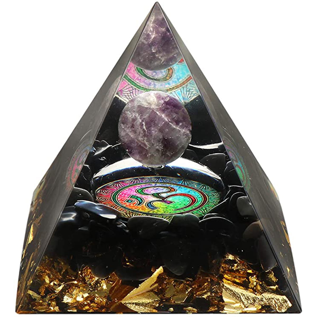Aatm Energy Generator Clear Crystal Orgone Pyramid for EMF Protection Chakra Healing Meditation with Copper 1 and 1 Inches