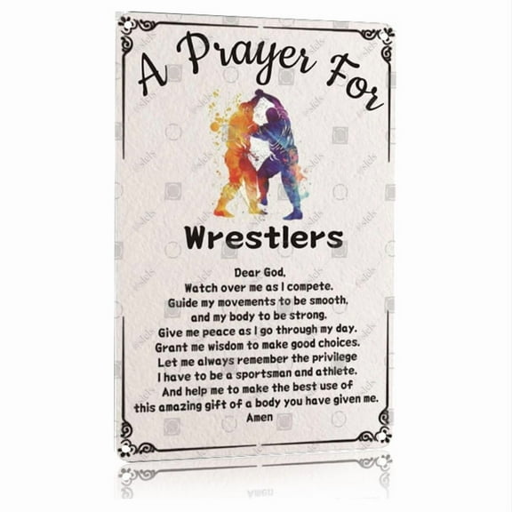 A Wrestlers Prayer Wall Art Decor Vintage Metal Sign 8x12 Inch Inspirational Motivational Poster Aluminum Wrestling Gifts for Sports Gym Lounge College Dorms Bedroom Office Man Cave Decor