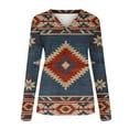 thumbnail image 4 of Blczomt Blue Womens Tops Under $10 Long Sleeve Tunic Plus Size Western Shirts V Neck Fashion Aztec Blouse Women, 4 of 5