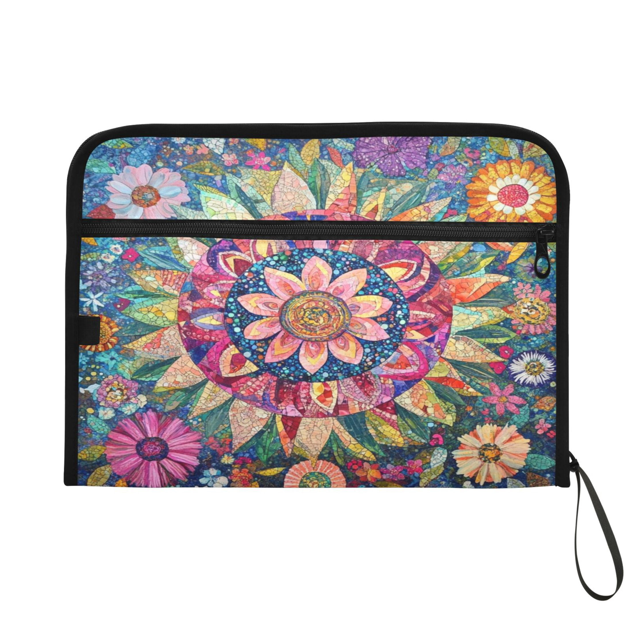 WOBOGO Colorful Blooms Floral Expanding File Folder Letter Size Accordion Filing Organizer 13 Pocket Separate Organ Pocket
