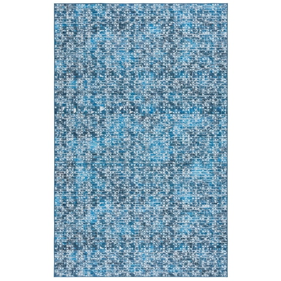 SAFAVIEH Tucson Nicola Oriental Machine Washable Area Rug, Blue/Grey, 5' x 8'