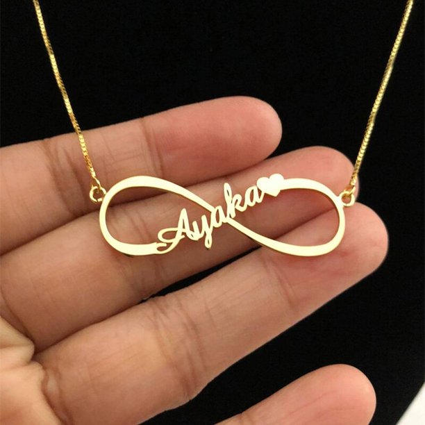 Collar personalizado de acero inoxidable con nombre infinito, joyería Bohemia, colgante con placa de identificación de corazón personalizado, collar cruzado, regalos para dama de honor Tan Jianjun unisex