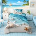 thumbnail image 2 of Manfei 3D Seashell Starfish Beach Wave Twin Bedding for Kids Boys and Girls, Coastal Life Print Duvet Cover Set, Polka Dots Reversible 2 Pieces, 1 Duvet Cover and 1 Pillowcase, 2 of 5