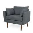 thumbnail image 2 of Christopher Knight Home Modern Upholstered Accent Chair with 2 Pillows, Solid Wood Legs, Charcoal, 2 of 9