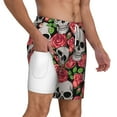 thumbnail image 3 of Goofa Skull and Roses Printed Men's Swim Trunks Board Shorts Quick Dry Mens Swimming Trunks with Compression Liner,Breathable Fit Hawaii Beach Shorts-X-Large, 3 of 9