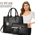 thumbnail image 3 of Set 3 Bolsas Bandolera Mujer Moda Cosmetiquera Cartera Tote Belug Negro, 3 of 5