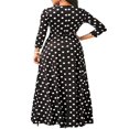 thumbnail image 3 of Womens Long Sleeve Polkadot Printed Prom Cocktail Swing Long Dress, 3 of 4
