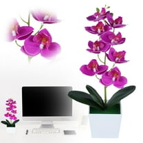 1 Pot of Simulated Phalaenopsis Set Artificial Flowers in Pot Decor Orchid Flower Arrangements Faux Flowers Bouquets in Pot Table Centerpieces Holiday Dinning Coffee Room Table Kitchen Decoration