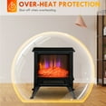 Electric Fireplace Heater w/ LED Flame Fireplace Stove, Black