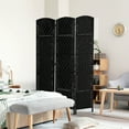 thumbnail image 4 of GVN Privacy Panels Decorative Privacy Fence,3 Panel Folding Privacy Screen, 6FT Tall Portable Wicker Weave Partition Wall Divider, Black, 4 of 7