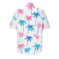 thumbnail image 4 of AHTJRT Men’s Casual Hawaiian Shirt with Gradient Palm Fronds Hibiscus Prints Button Down Collar Shirt Multicolor M, 4 of 5