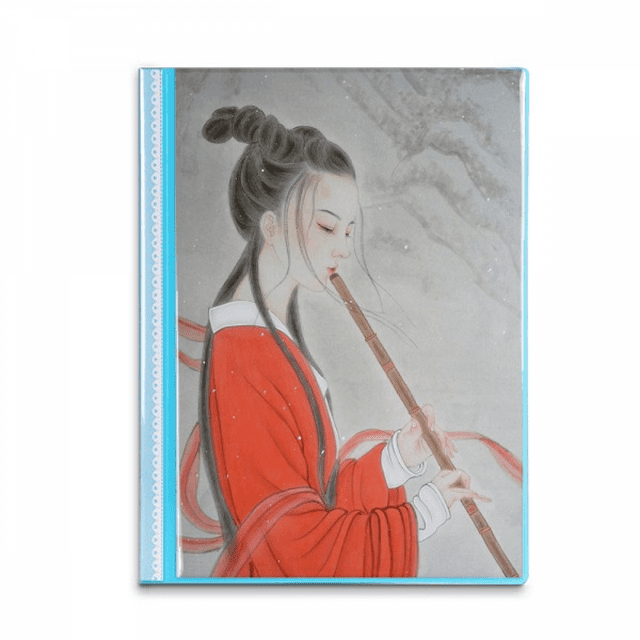 Flûte de Beauté Rouge, Protège-Feuilles pour Livre de Peinture Chinoise, Classeur de Portfolio