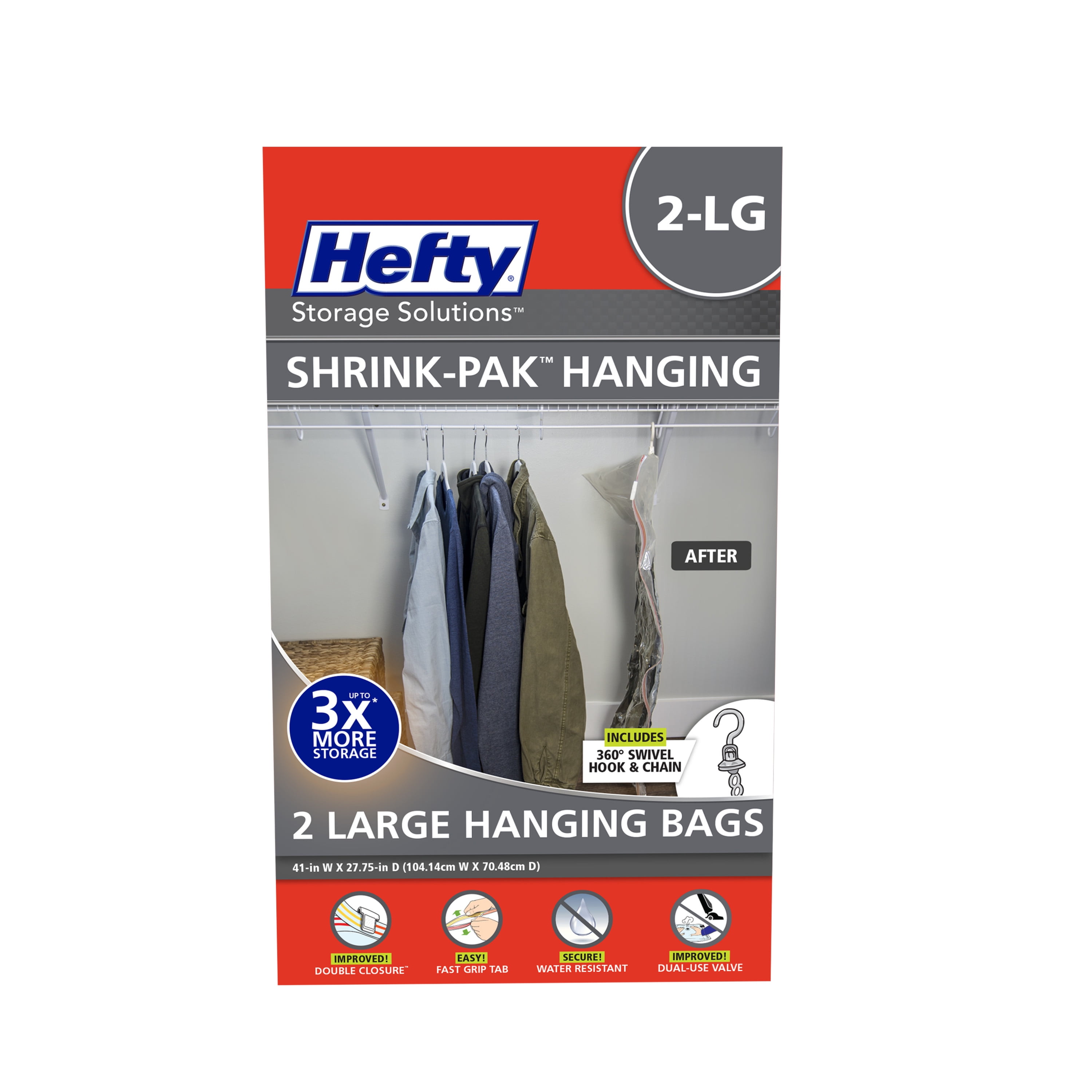 Hefty Shrink-Pak 3 Large Heavy Duty Bags, Clear