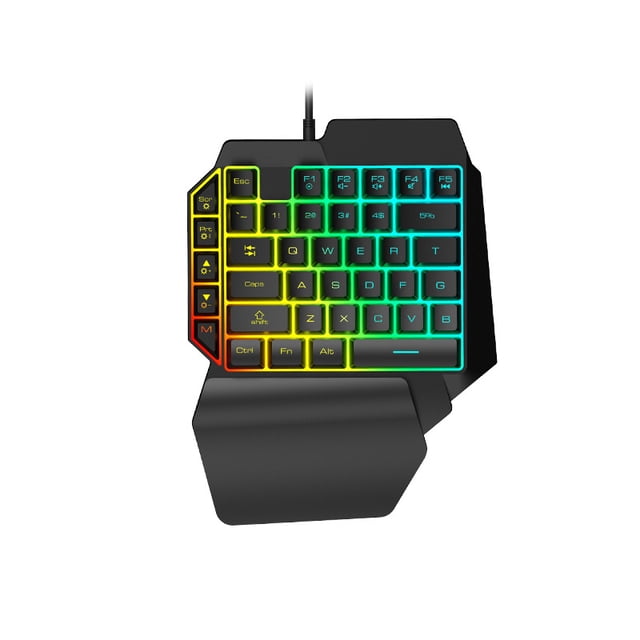 Teclado para juegos con cable, retroiluminación LED, 39 teclas, Teclado de membrana con una mano, Teclado para juegos, Gamer, retroiluminación LED flotante Eigraketly EL013592-02