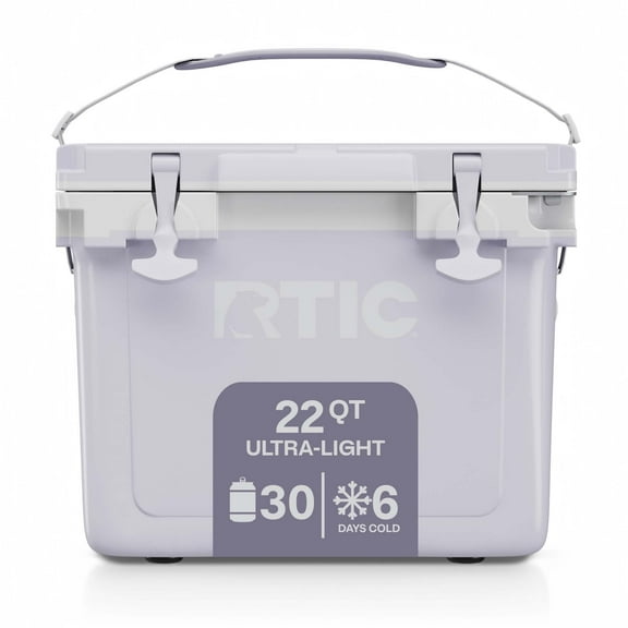 RTIC 22 QT Ultra-Light Hard-Sided Ice Chest Cooler, Fits 30 Cans, 8 Wine Bottles, Dusty Lilac/White