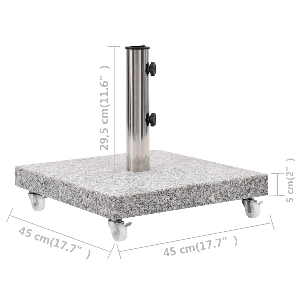 vidaXL 66.1lb Square Umbrella Base with Wheels, Stainless Steel Pipe, 17.7"x17.7" Gray