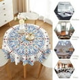 thumbnail image 4 of Mandala Round Tablecloth Vintage Luxury Floral Vintage Mandala Rustic Ethnic Tabletop Decor Kitchen Restaurant Outdoor Picnic Party Wipe Clean Easy Care TableclothRound 60in, 4 of 6