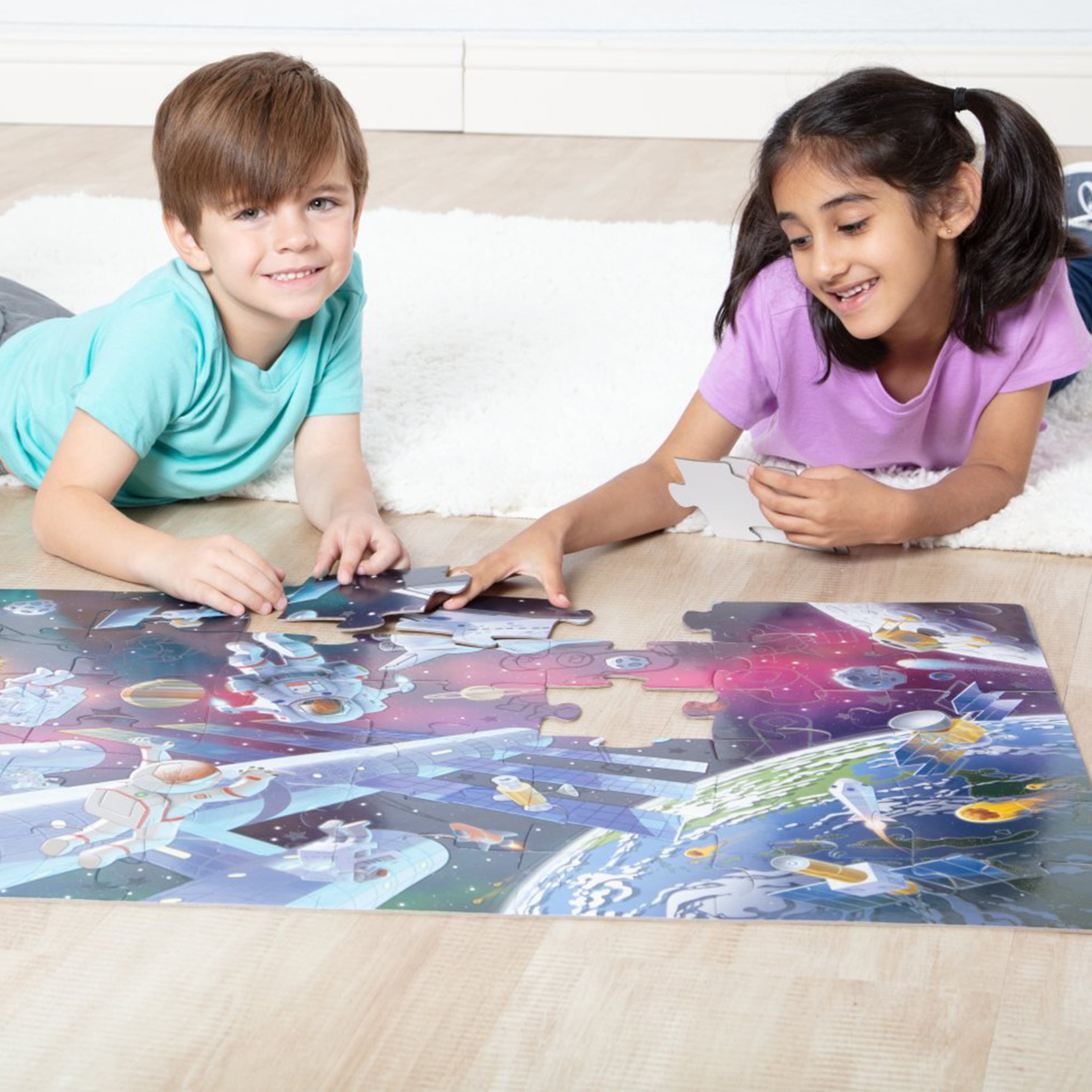 Melissa & Doug Outer Space Glow-in-the-Dark Cardboard Jigsaw Floor Puzzle – 48 Pieces, for Boys and Girls 3+ - FSC Certified