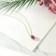 thumbnail image 4 of Gem Stone King 14K Yellow Gold Pink Created Sapphire Solitaire Pendant Necklace for Women | 3.25 Cttw | Gemstone September Birthstone | Oval 10X8MM | with 18 inch Silver Chain, 4 of 4