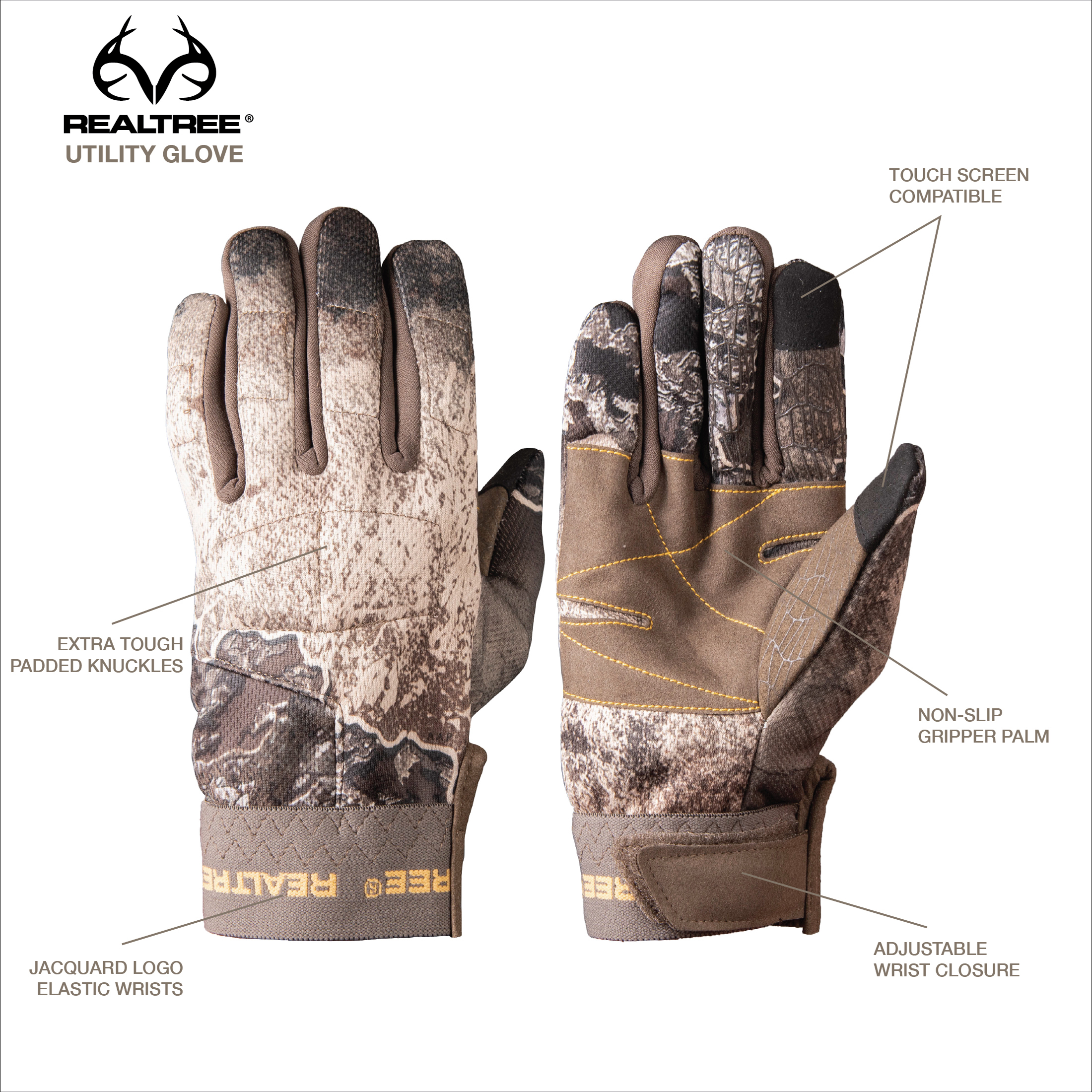 Realtree Excape Men's Utility Hunting Touchscreen Gloves