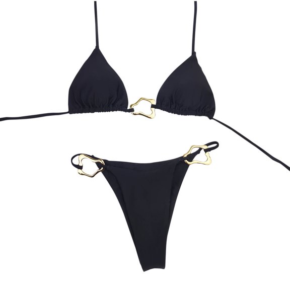 BeAi Black Swimsuits for Women 2 Piece Bathing Suit for Women One Piece Black Ladies Swimwear Tummy Control Sexy Tankini Wrap Tie Back Previous Orders