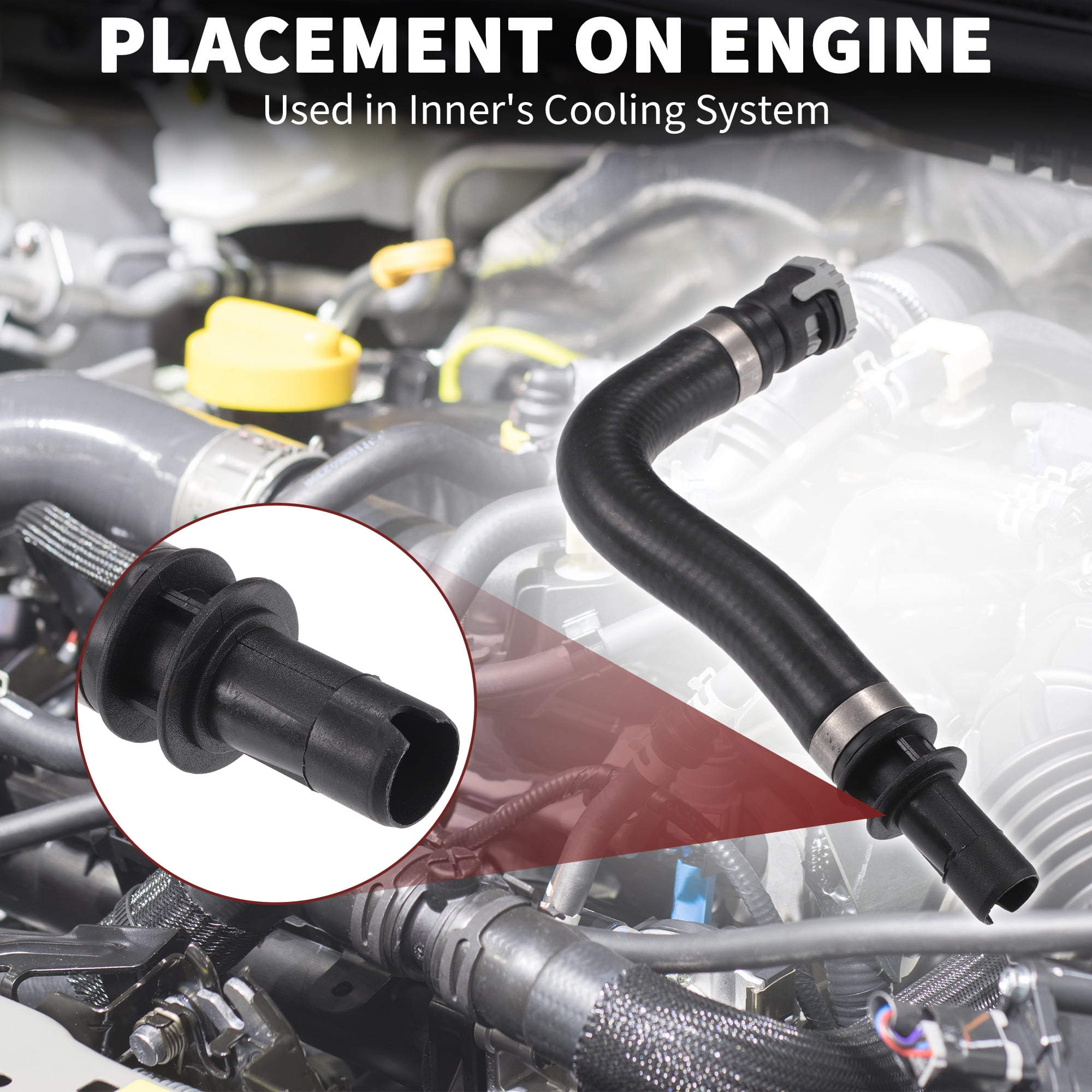 Unique Bargains Water Heater Hose for Ford Escape High Sealing No.CV6Z18472W | Engine Heater Hose Assembly Black 1 Pcs