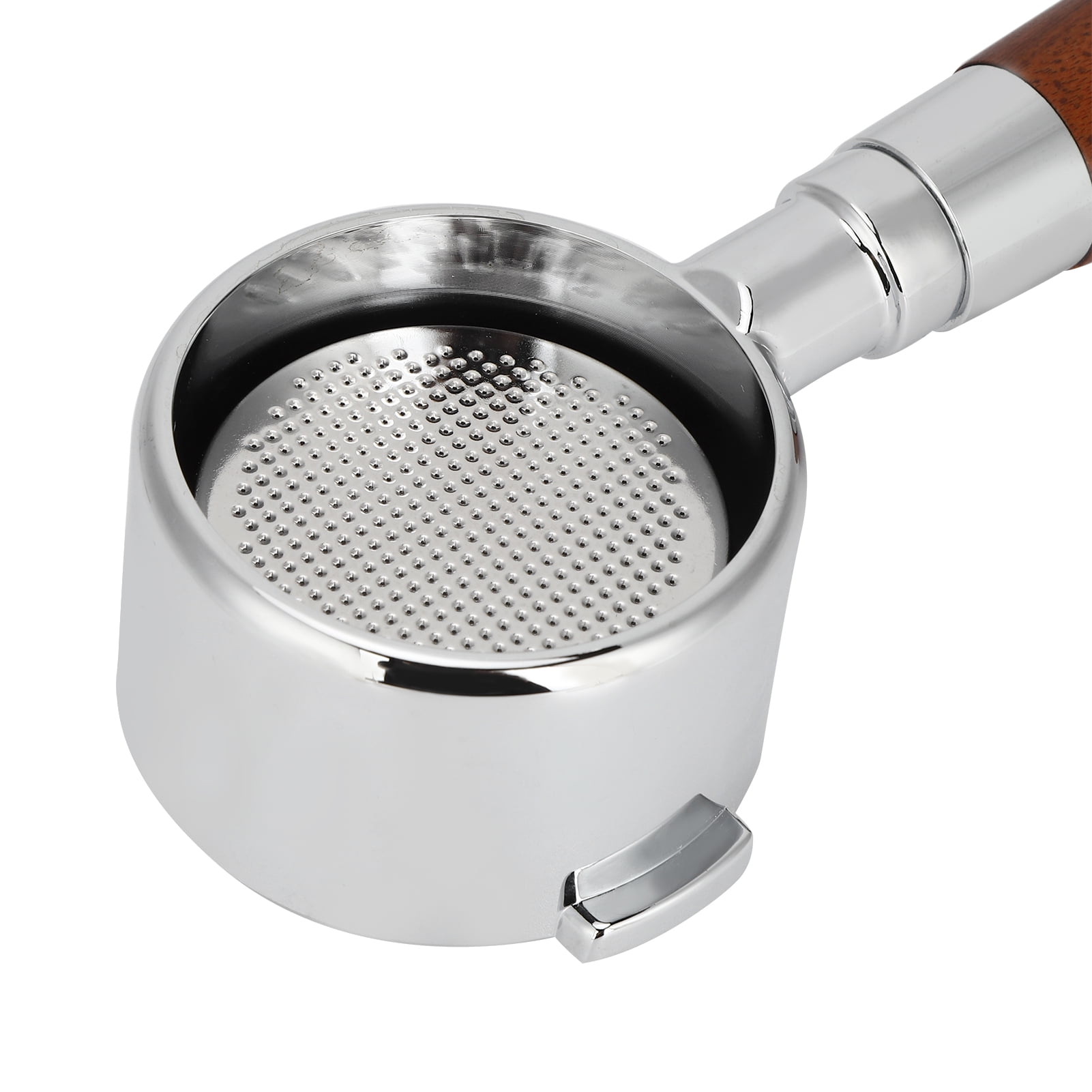 LAZIOEGR Coffee Bottomless Portafilter Filter Handle Replacement 51mm (2 inches) 304 Stainless Steel Wood Accessories Fit for Delonghi Machine